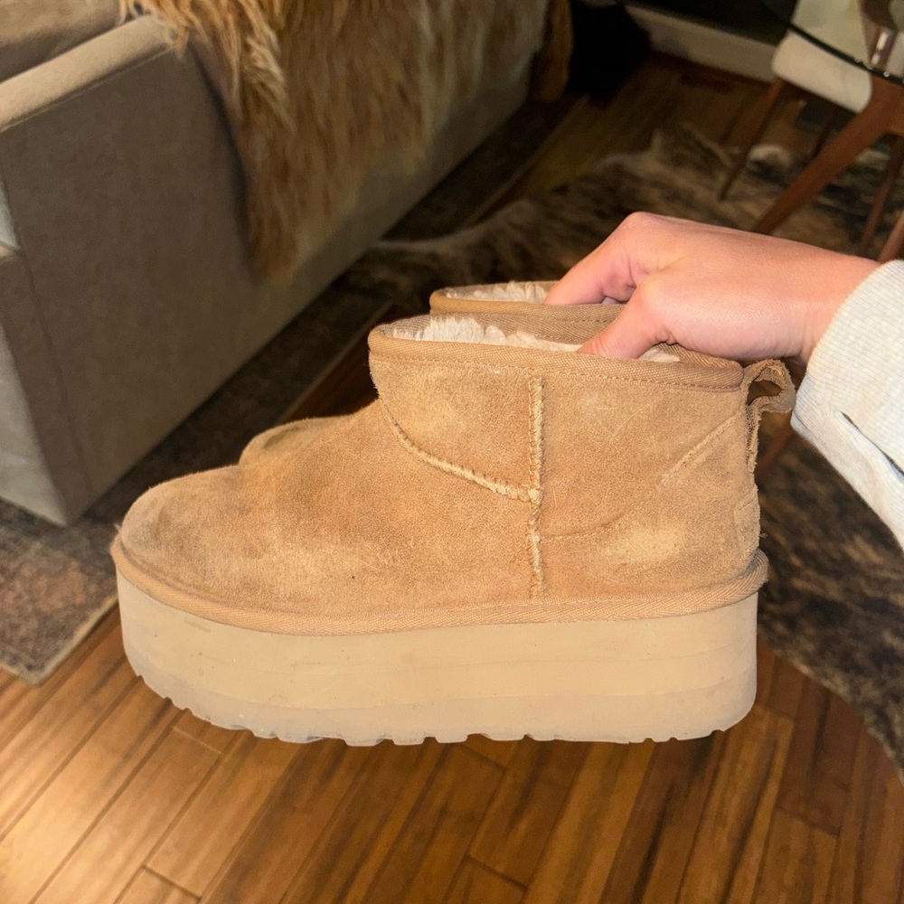 UGG Tan Suede Platform Boots